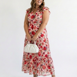 Lila | Elegantna cvetna midi haljina