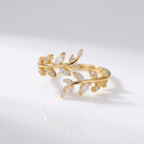 PRSTEN OD SREBRNE LIŠĆE - (PODESIV)