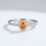 SREBRNI NARANDŽASTI TOPAZ HALO PRSTEN - (PODESIV)
