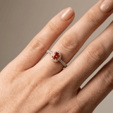 SREBRNI NARANDŽASTI TOPAZ HALO PRSTEN - (PODESIV)