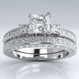 SREBRNI KVADRATNI DIAMANT PAVE PRSTEN