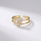 ZLATNI DIAMANTNI RING SA RAZDELJENOM TRAKOM - (PODESIV)