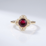ZLATNI RUBIN DIAMANT HALO PRSTEN