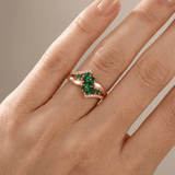 EMERALD FLOWER ROSE GOLD RING