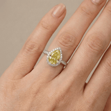 ŽUTI BRESKVA DIAMANT HALO PRSTEN