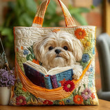 Ručno rađena Shih Tzu torba sa knjigom i cvećem