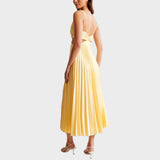 Katarina - Elegantna Haljina s V-Izrezom i Plisiranim Suknjom