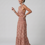Ivana | Halter Geometrijski Print Izrezani Midi Haljina