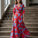 Celine | Midi haljina sa preklopom na vratu