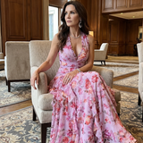 Dragana | Halter Neck Ruffled Bodice Cvjetna Maxi Haljina