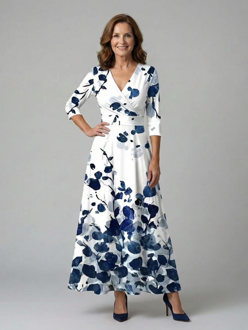 Celine | Midi haljina sa preklopom na vratu