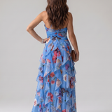 Dragana | Halter Neck Ruffled Bodice Cvjetna Maxi Haljina