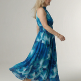 Sanja | Midi halter haljina sa nabranim strukom