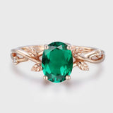 PRSTEN OD ROSE ZLATA SA EMERALD LISTOM