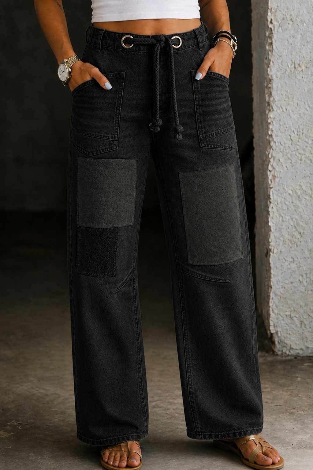 Margaret | Pantalone sa šarenim uzorkom i vezicom