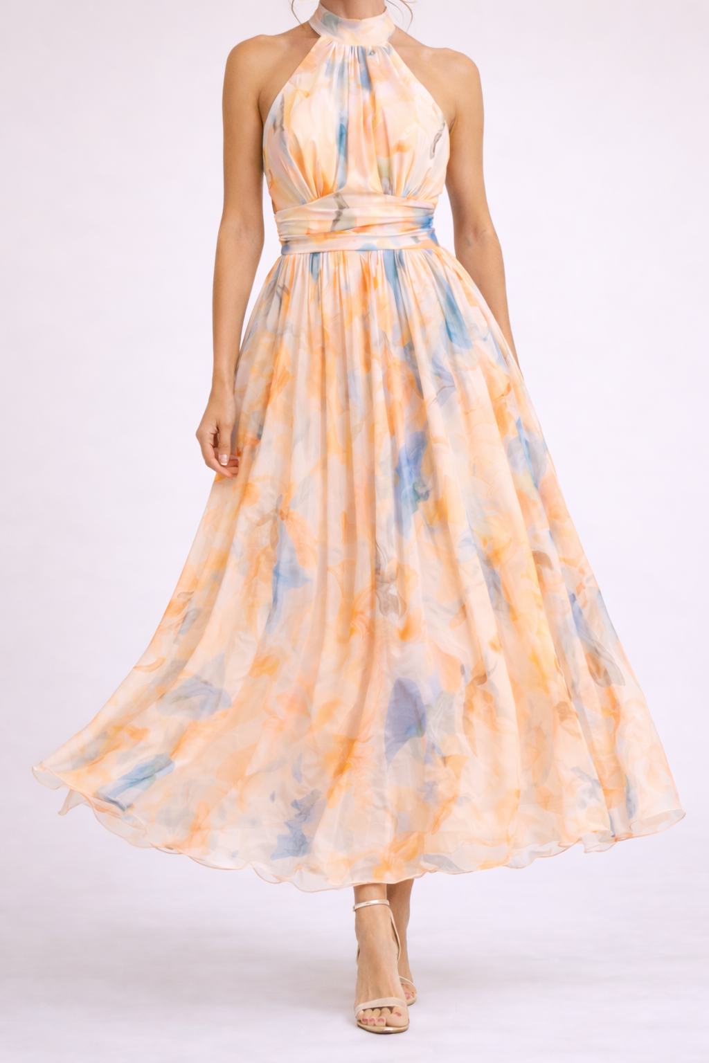 Ana - Robe Halter Aquarelle