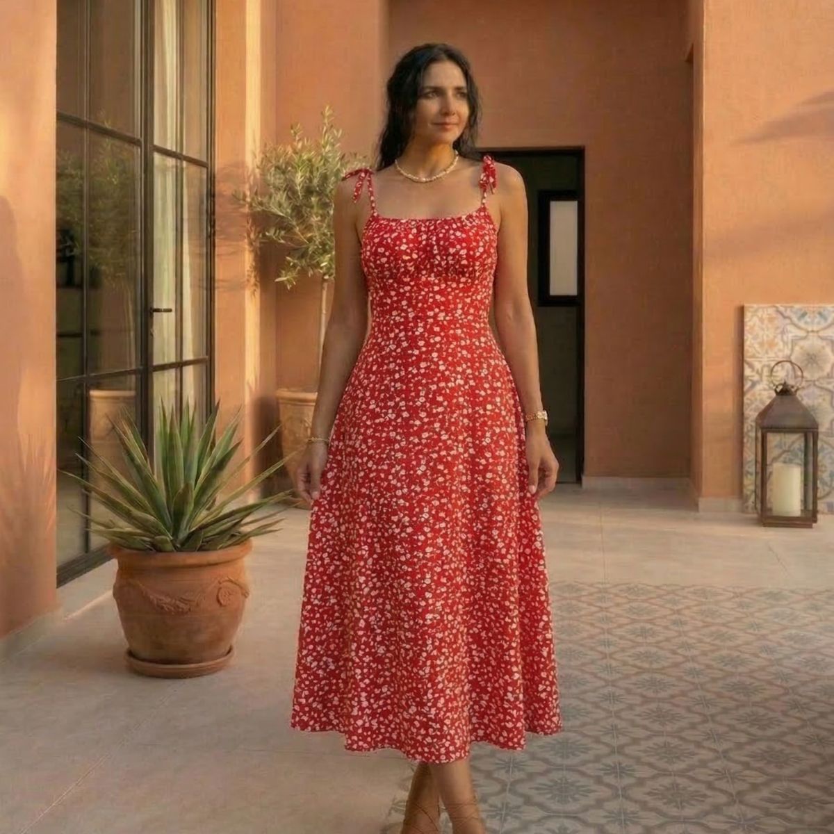 Naomi | Haljina sa tankim naramenicama i cvetnim uzorkom