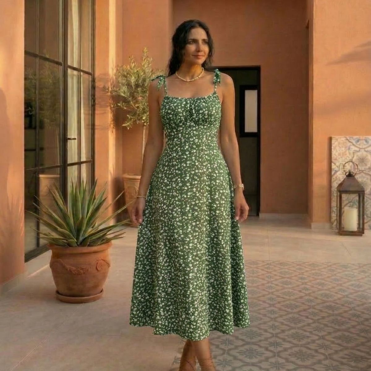 Naomi | Haljina sa tankim naramenicama i cvetnim uzorkom