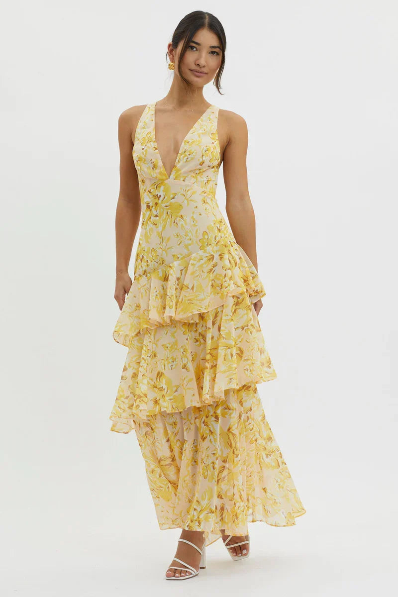 Lisa | Elegantni Midi Cvjetni Haljina