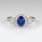 SAPPHIRE HALO VINTAGE PRSTEN