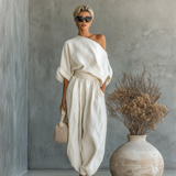 Linen Set Off-Shoulder Hlače