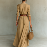Maksikleid sa rever kragnom dugih rukava