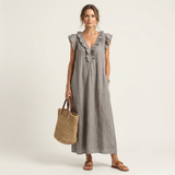 Ana | Haljina Maxi sa Ruffles i V-Izrezom