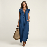 Ana | Haljina Maxi sa Ruffles i V-Izrezom