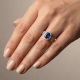 SAPPHIRE HALO VINTAGE PRSTEN