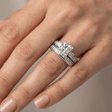 SREBRNI KVADRATNI DIAMANT PAVE PRSTEN